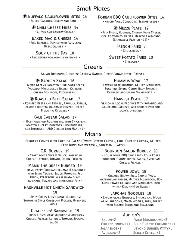 Craft Roots March 4 21 Menu Page 1 of 2
